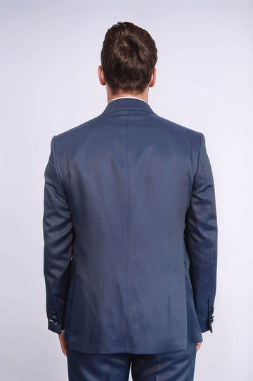 Men's Midnight Navy Micro-Geometric 3-Piece Slim Fit Tuxedo