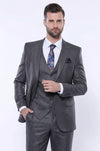 Men's Iron Grey Pinstripe 3-Piece Slim Fit Suit