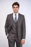Men's Espresso Brown Pinstripe 3-Piece Slim Fit Suit