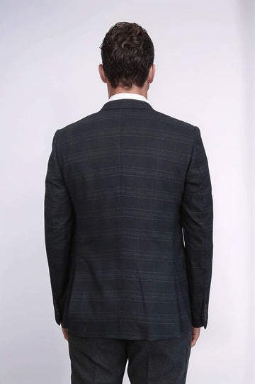 Men's Carbon Black Shadow Check 3-Piece Slim Fit Suit