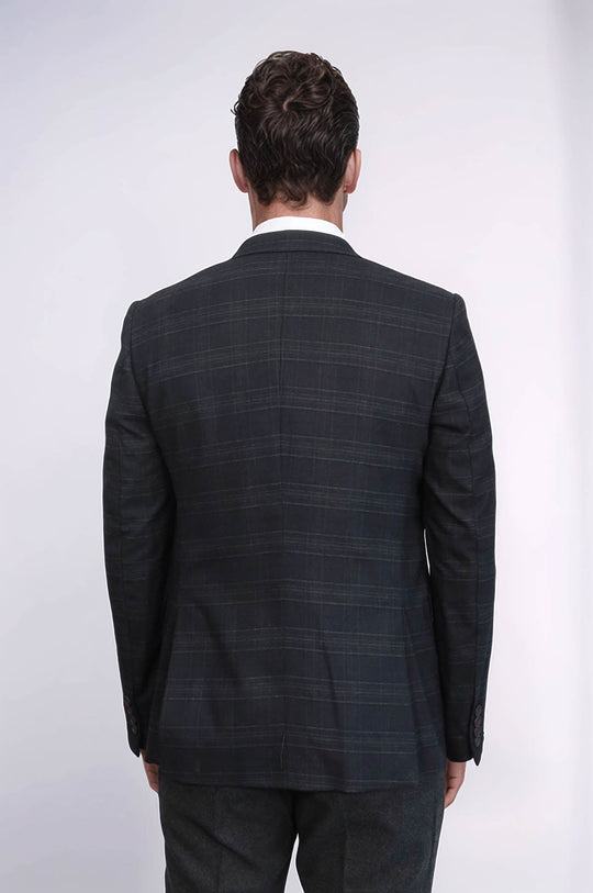 Men's Carbon Black Shadow Check 3-Piece Slim Fit Suit