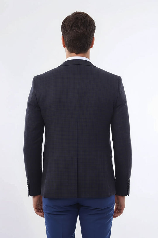 Men's Brown Plaid 3-Piece Slim Fit Winter Suit with Tailored Waistcoat