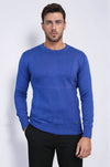 Indigo Slim Fit Round Neck Cotton Knit Jumper – Wessi