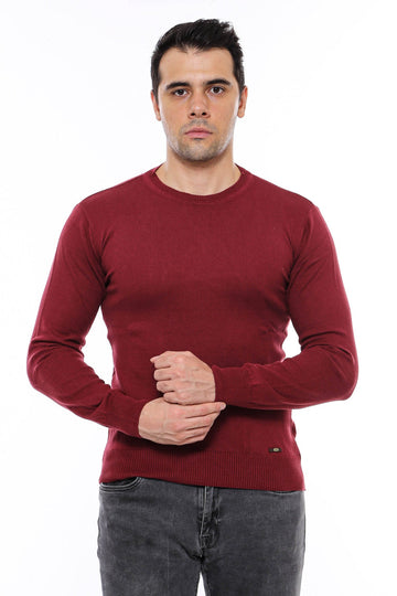 Burgundy Crew Neck Slim Fit Jumper – Wessi