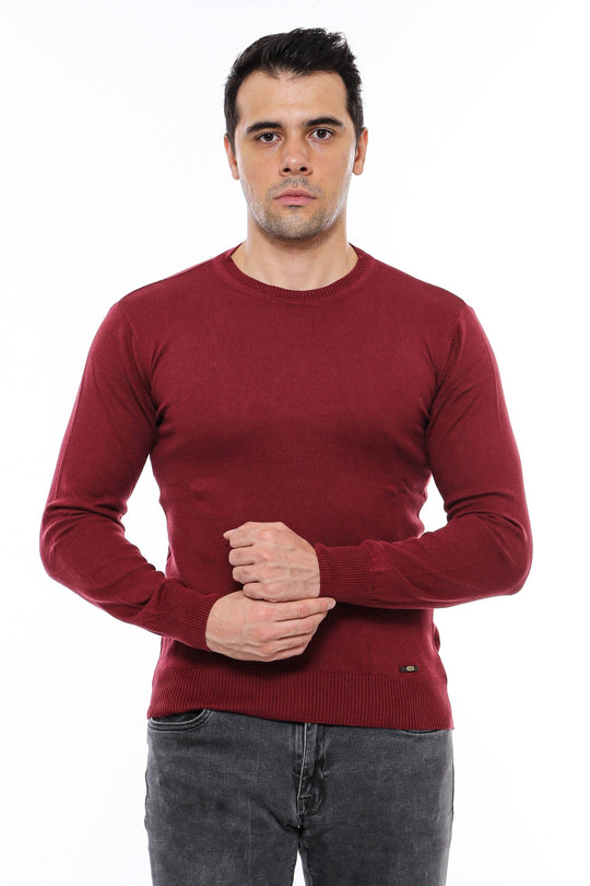 Burgundy Crew Neck Slim Fit Jumper – Wessi