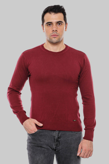 Burgundy Crew Neck Slim Fit Jumper – Wessi