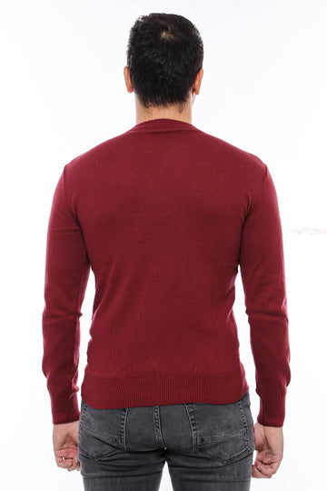 Burgundy Crew Neck Slim Fit Jumper – Wessi