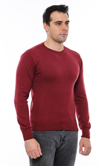 Burgundy Crew Neck Slim Fit Jumper – Wessi