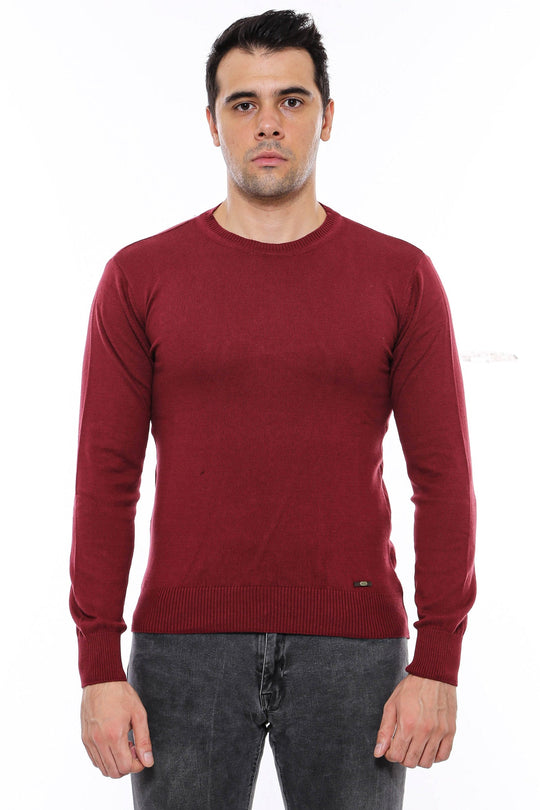 Burgundy Crew Neck Slim Fit Jumper – Wessi