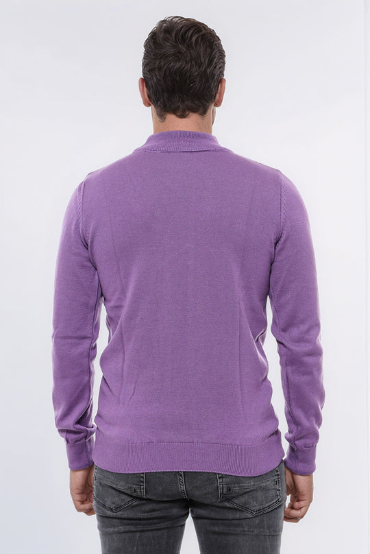 Purple Half Turtleneck Slim Fit Cotton Knit Jumper – Wessi