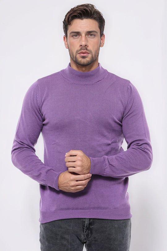 Purple Half Turtleneck Slim Fit Cotton Knit Jumper – Wessi