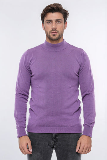 Purple Half Turtleneck Slim Fit Cotton Knit Jumper – Wessi