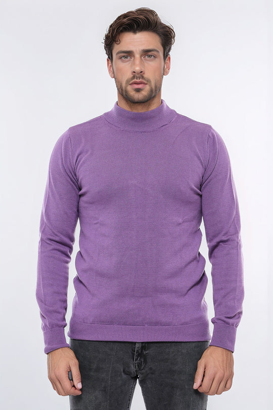 Purple Half Turtleneck Slim Fit Cotton Knit Jumper – Wessi