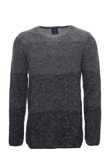 Grey Crew Neck Patterned Cotton Jumper – Wessi