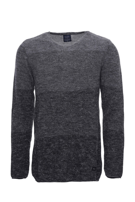 Grey Crew Neck Patterned Cotton Jumper – Wessi