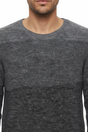 Grey Crew Neck Patterned Cotton Jumper – Wessi