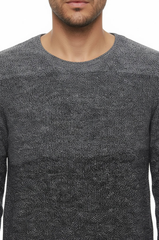 Grey Crew Neck Patterned Cotton Jumper – Wessi