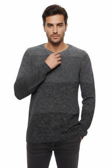Grey Crew Neck Patterned Cotton Jumper – Wessi