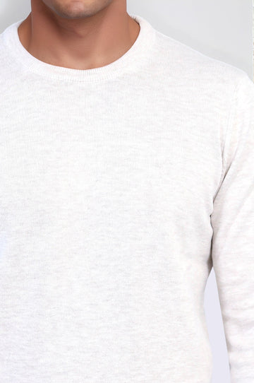 Beige Slim Fit Crew Neck Cotton Knit Jumper | Wessi