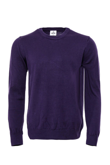 Purple Slim Fit Crew Neck Cotton Knit Jumper | Wessi