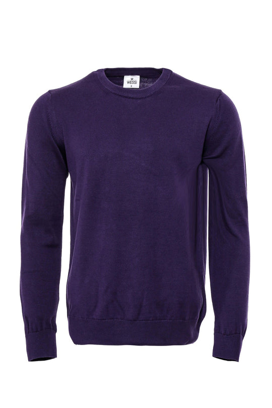 Purple Slim Fit Crew Neck Cotton Knit Jumper | Wessi