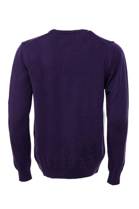 Purple Slim Fit Crew Neck Cotton Knit Jumper | Wessi