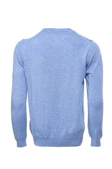 Blue Slim Fit Crew Neck Cotton Knit Jumper | Wessi