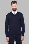 Dark Blue Slim Fit Plain V-Neck Sweater – Wessi