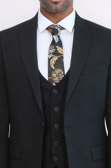 Men's Black 3-Piece Slim Fit Suit with Single Button & Tailored Waistcoat