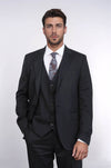 Men's Black 3-Piece Slim Fit Suit with Single Button & Peak Lapel