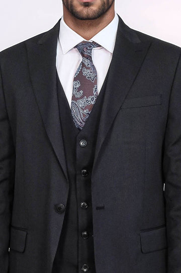 Men's Black 3-Piece Slim Fit Suit with Single Button & Peak Lapel