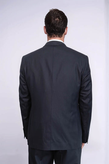 Men's Dark Blue 3-Piece Slim Fit Suit with Single Button & Peak Lapel