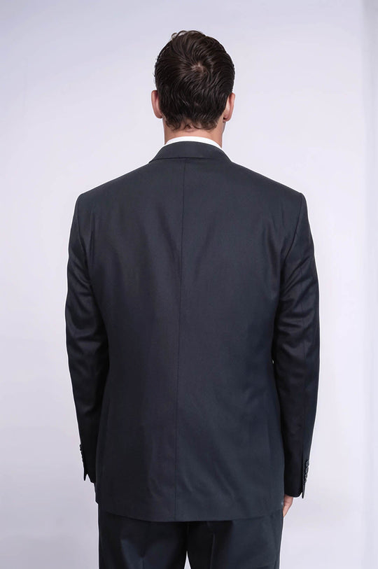Men's Dark Blue 3-Piece Slim Fit Suit with Single Button & Peak Lapel