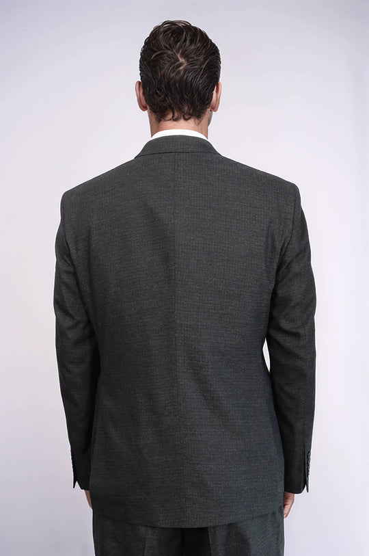 Men's Dark Grey 3-Piece Slim Fit Suit with Peak Lapel & Tailored Waistcoat