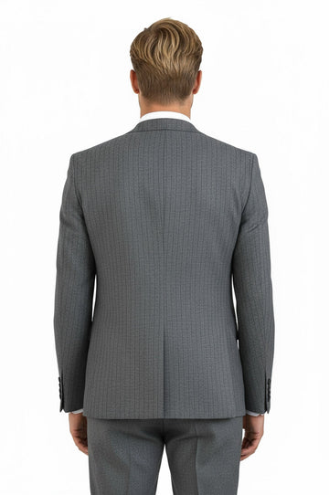 Men's Graphite Grey Pinstripe 3-Piece Slim Fit Suit