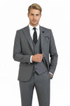 Men's Graphite Grey Pinstripe 3-Piece Slim Fit Suit