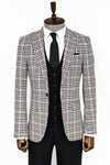 Black & White Plaid 3-Piece Suit with Contrast Waistcoat | Wessi