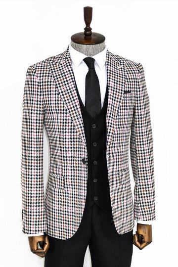 Black & White Plaid 3-Piece Suit with Contrast Waistcoat | Wessi