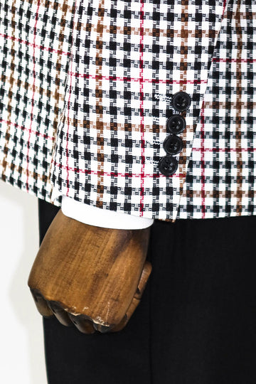 Black & White Plaid 3-Piece Suit with Contrast Waistcoat | Wessi