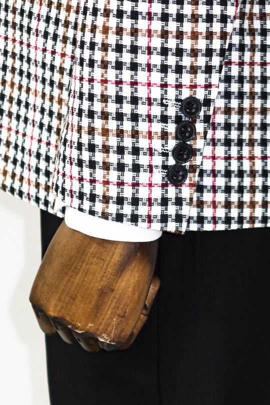 Black & White Plaid 3-Piece Suit with Contrast Waistcoat | Wessi