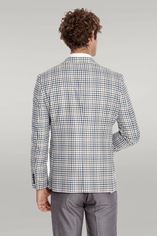 Men's Platinum Grey High Contrast Plaid 3-Piece Slim Fit Combination Suit