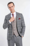 Men's Grey Glen Check 3-Piece Slim Fit Combination Suit