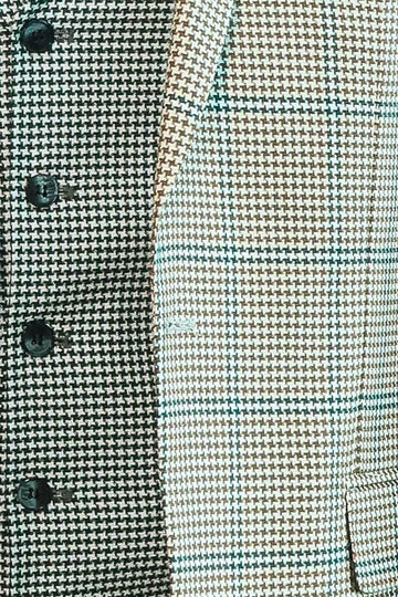 Men's Sand Beige Windowpane Check 3-Piece Slim Fit Combination Suit