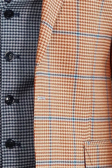 Men's Burnt Orange Glen Check 3-Piece Slim Fit Combination Suit