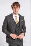 Men's Anthracite Windowpane Check 3-Piece Slim Fit Suit