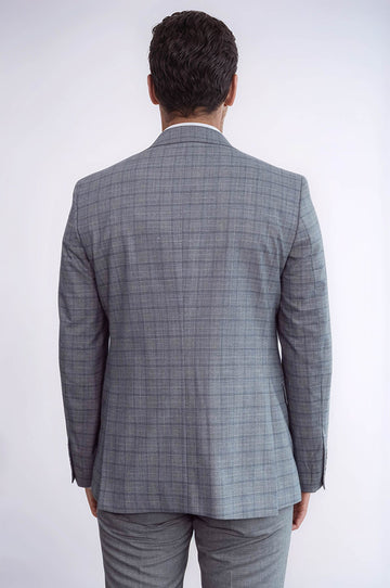 Men's Grey Glen Plaid 3-Piece Slim Fit Suit