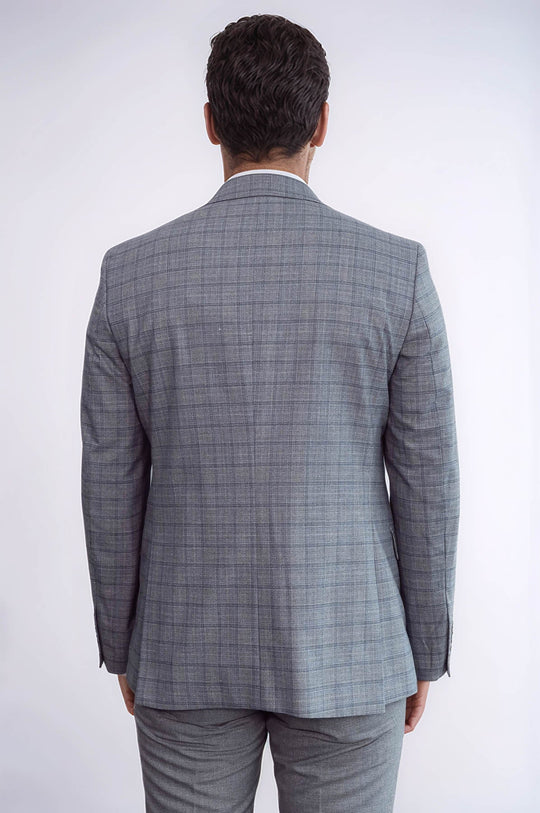 Men's Grey Glen Plaid 3-Piece Slim Fit Suit
