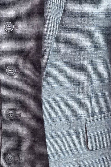 Men's Grey Glen Plaid 3-Piece Slim Fit Suit