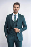 Men's Forest Green Glen Plaid 3-Piece Slim Fit Suit
