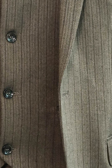 Men's Hickory Brown Pinstripe 3-Piece Slim Fit Suit